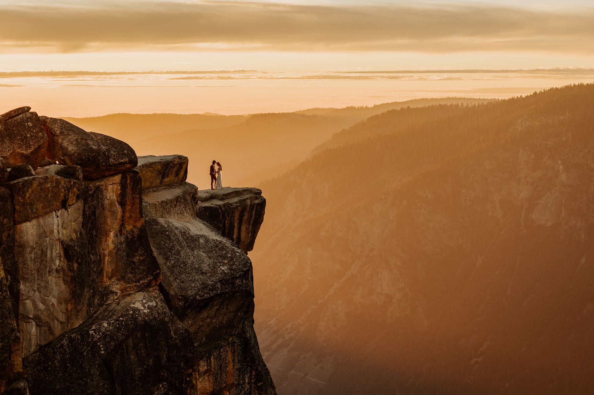 sunset elopement at Taft Point in Yosemite