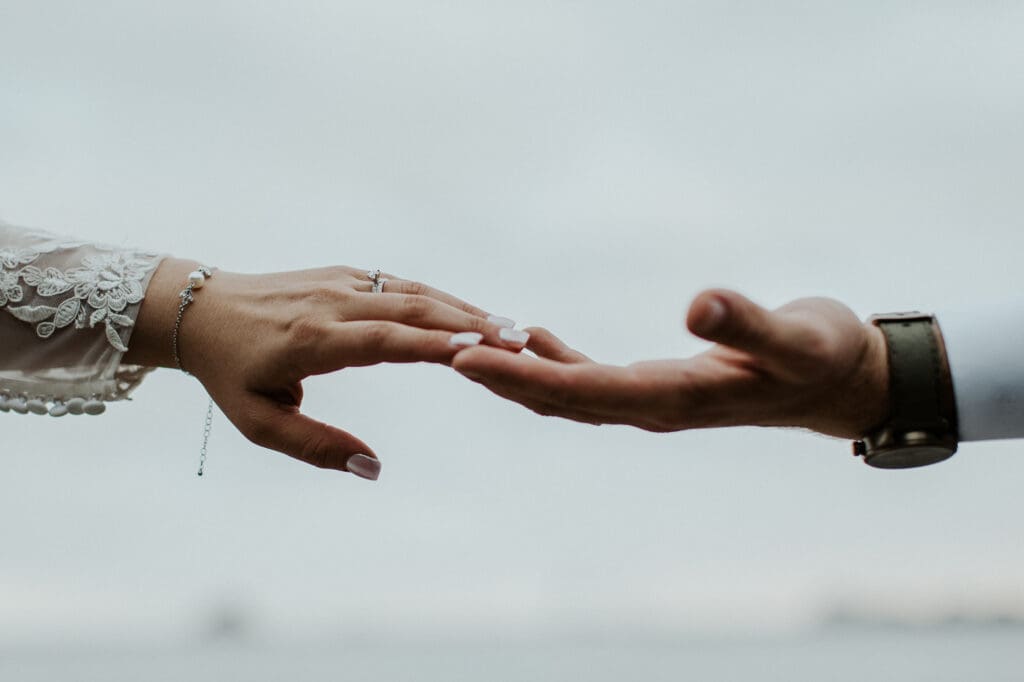 wedding rings hands close up